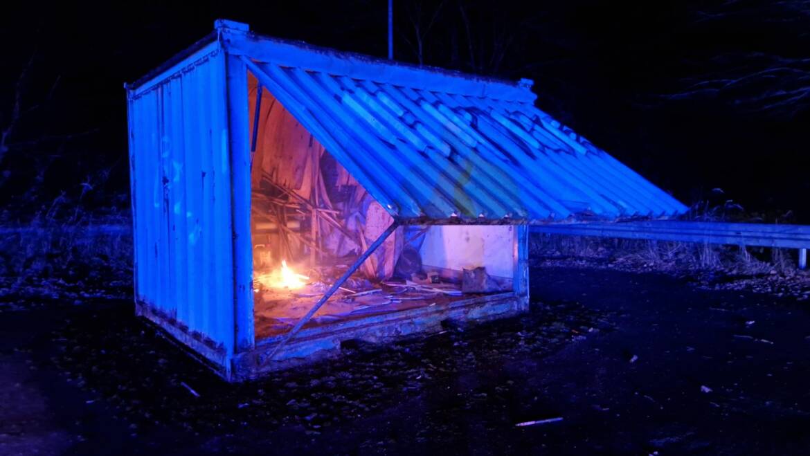 Feuer in einem abgestellten Materialcontainer auf dem Gelände der Gipsverladestation